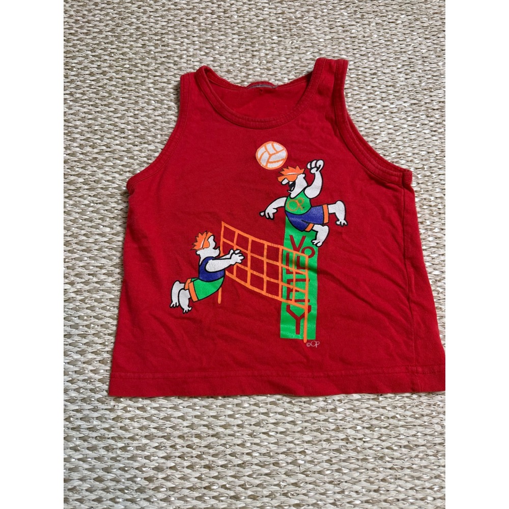 Vintage Ocean Pacific OP Kids Red Volleyball Graphic Tank Top 90s Surf Retro 5